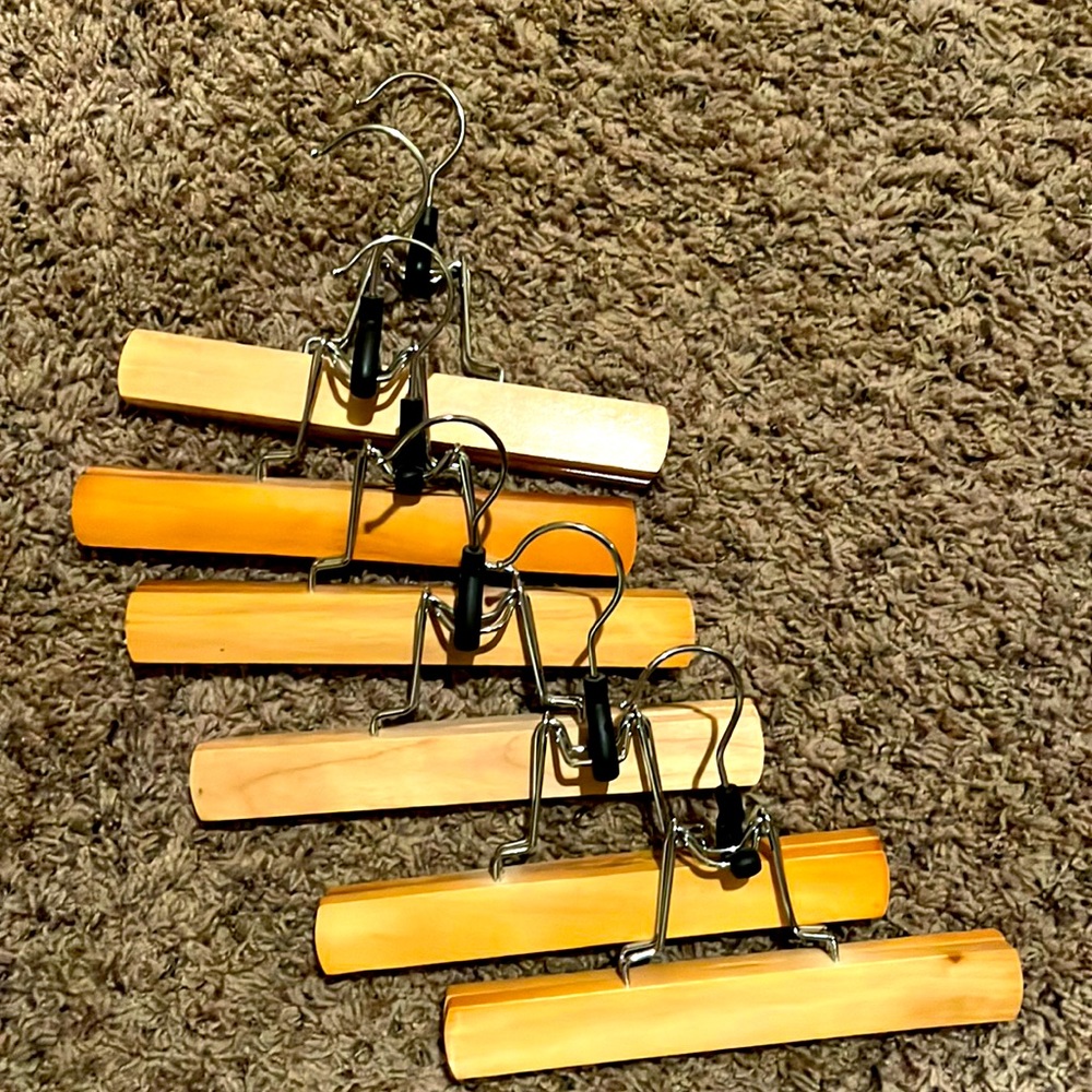 Pack of Wooden & Stainless Steel Pants Hangers